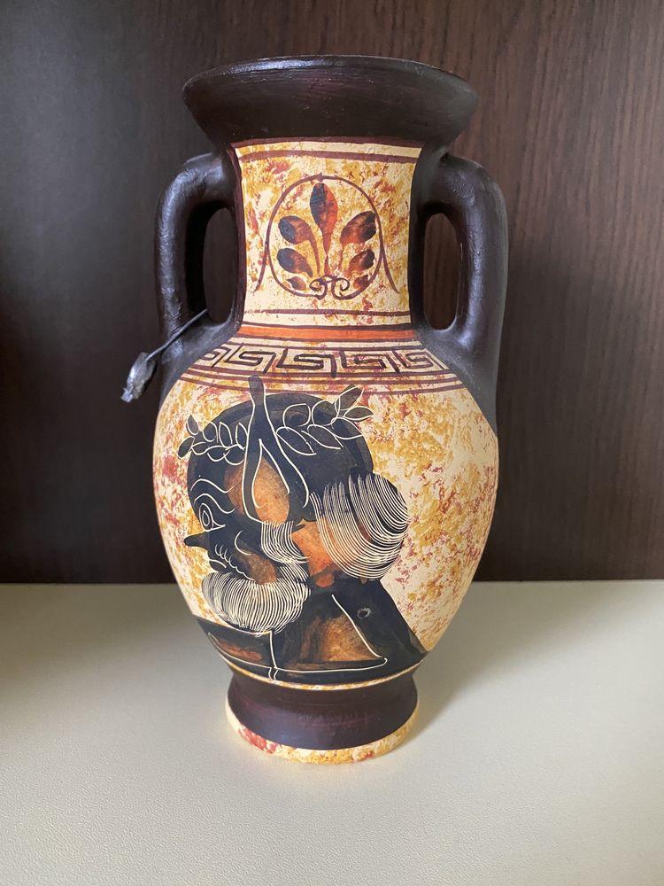 Vas ceramic Grecia, desene istorice, handmade