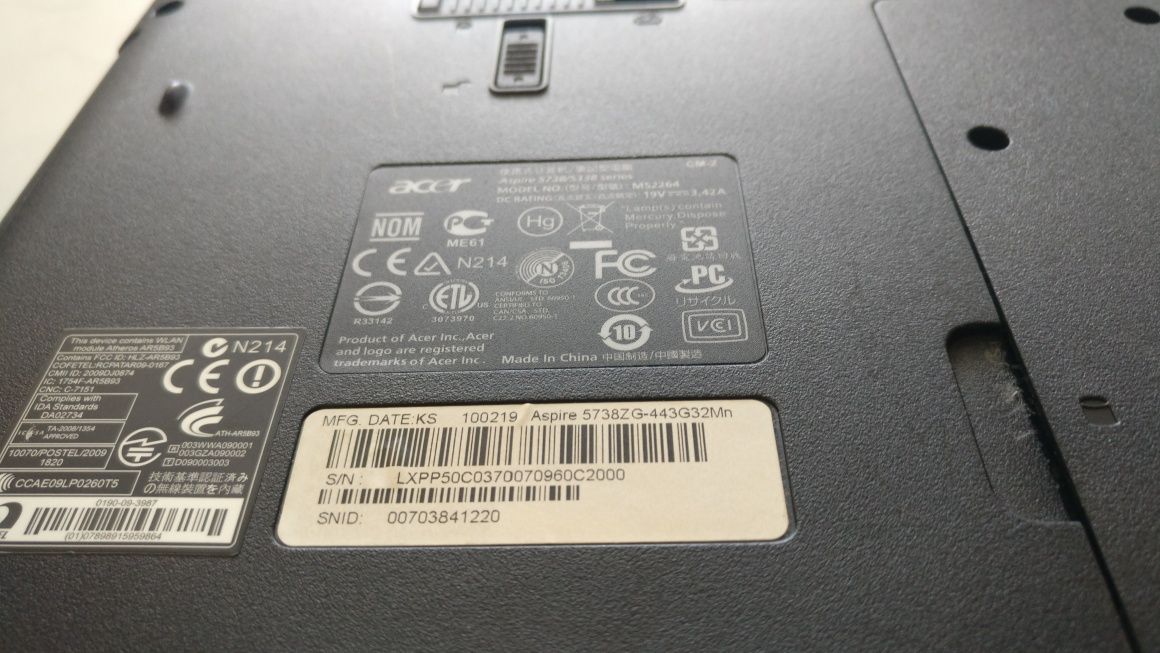 Лаптоп Acer Aspire 5738ZG