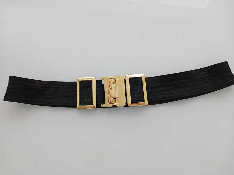 Черен дамски колан, текстил с минимална еластчност за талия 90-97см.