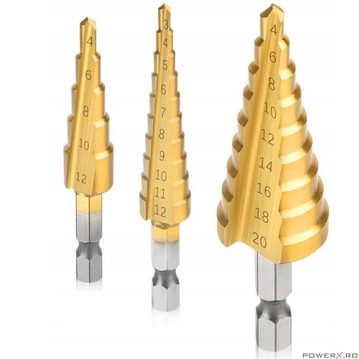 Set 3 burghie conice, 4-32 mm, Verke