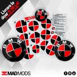 Set Stickere Embleme Negru cu Rosu BMW Seria 1 2 3 4 5 6 7 8 X i M