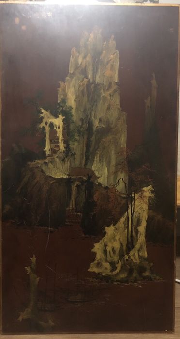 Pictura asiatica pe lemn