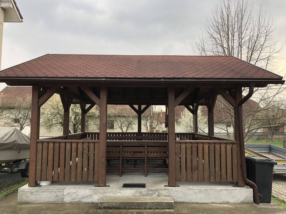 foisor lemn masiv stratificat cu mobilier