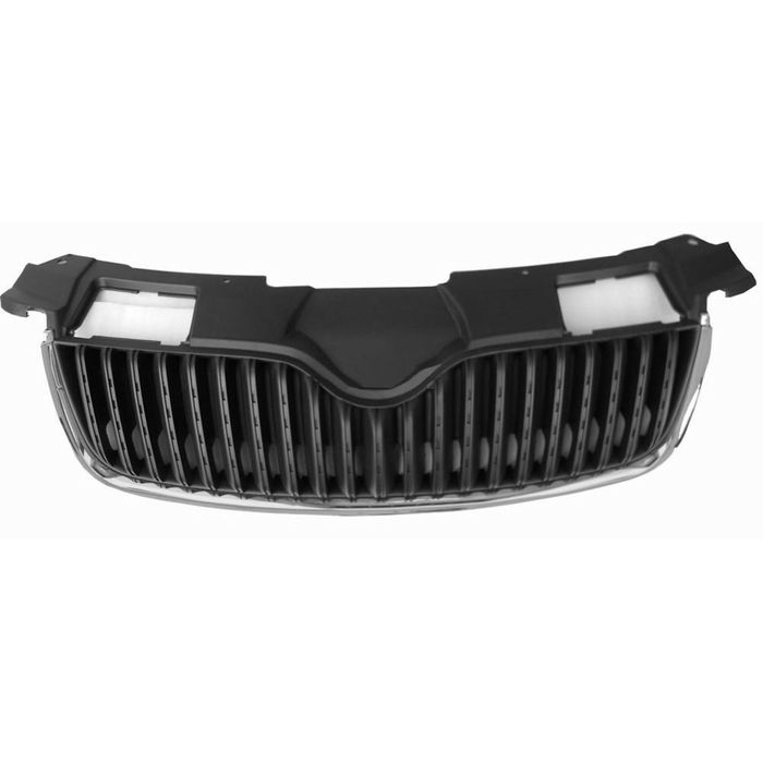 Grila masca radiator Skoda Fabia 2 5j 03.2007-04.2010, Roomster/Praktik 2006-2010, parte montare centrala, crom/neagra, fara ornamentul superior, 691505-4,