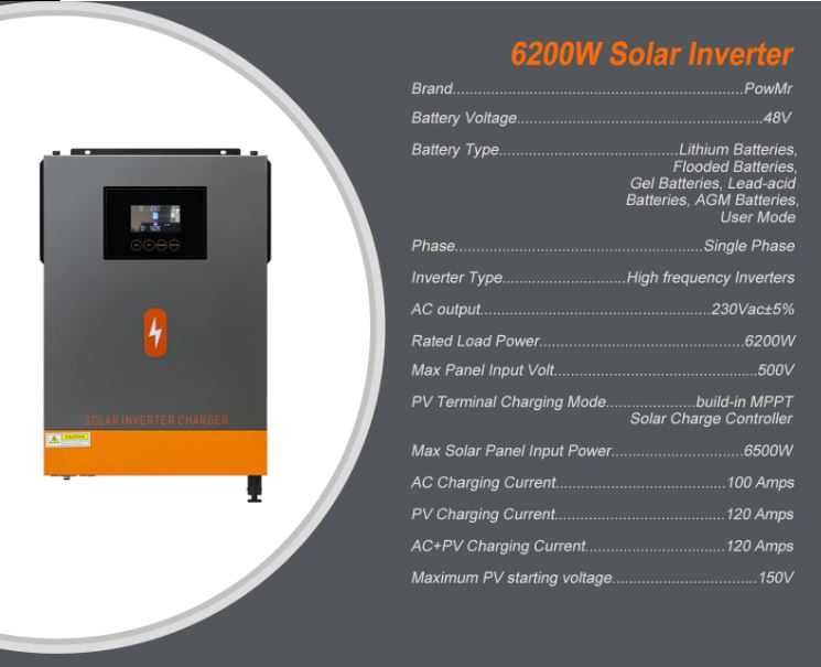 Invertor hibrid panouri solare 6.2KW