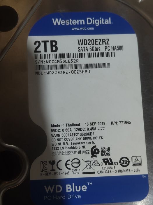 Продам жёсткий диск 2тб wd blue