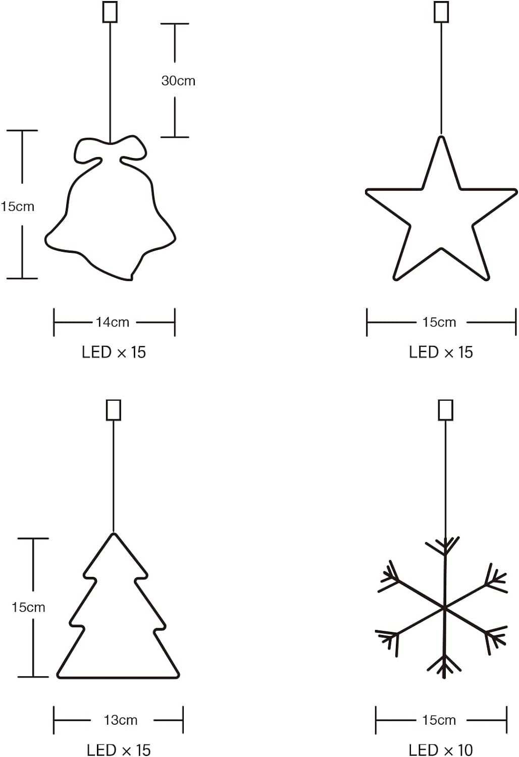 Set de 4 baterii LED pentru decorațiuni de Crăciun