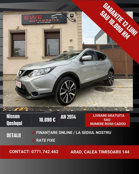Nissan Qashqai 1,5dci Rate Fixe Garantie 12 Luni Livrare gratuita
