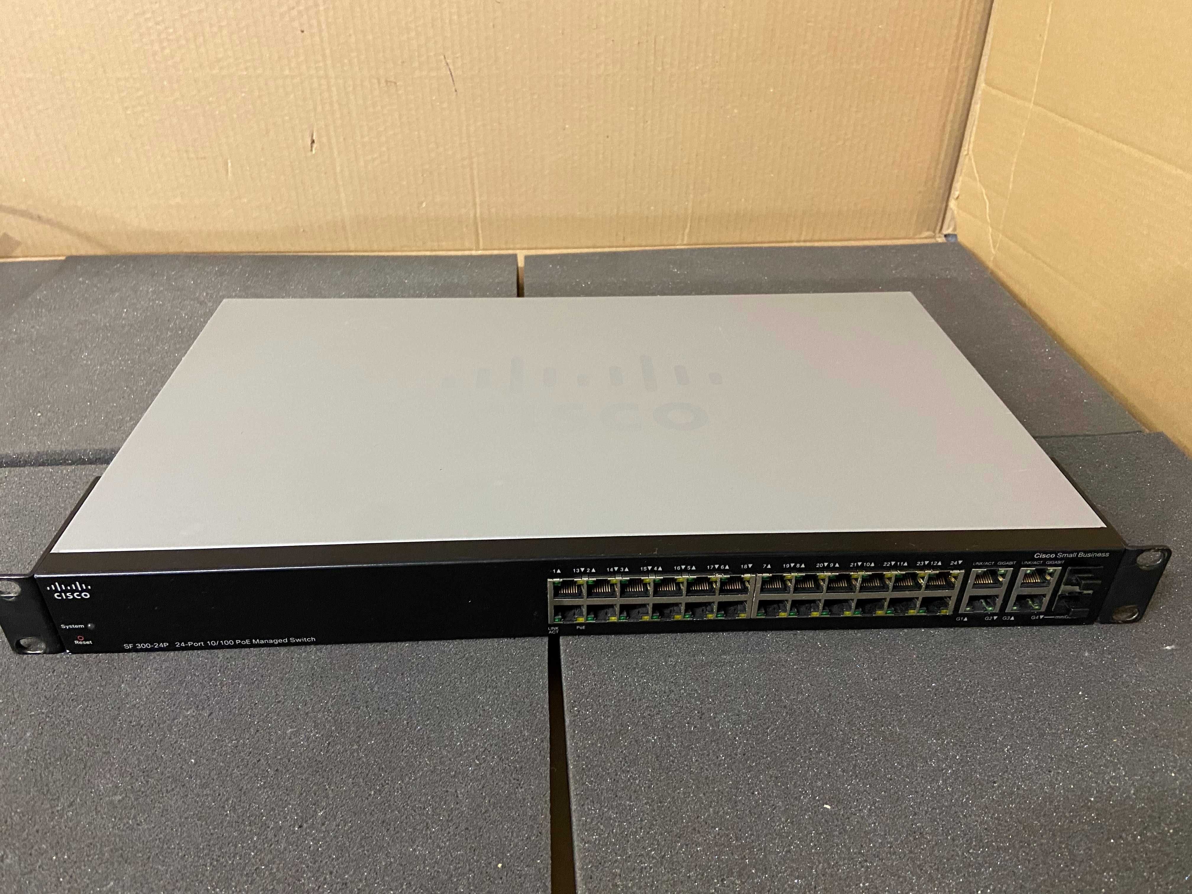 Cisco SF300-24P 24 портов PoE суич switch камери видеонаблюдение voip