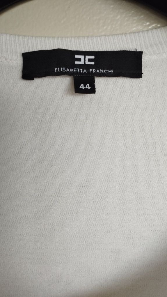 Бяла памучна жилетка Elisabetta Franchi