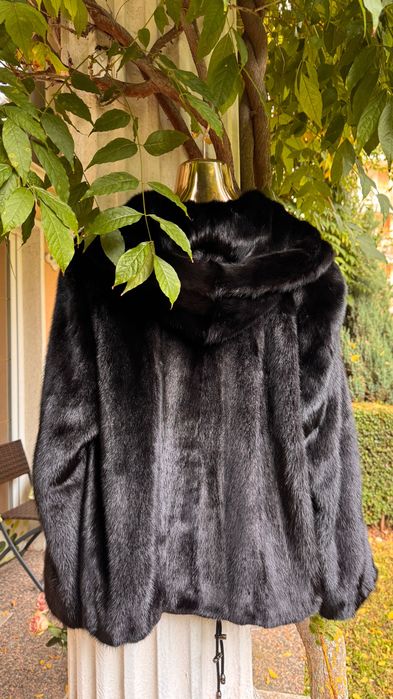 Късо палто от норка.XL.Визон.Яке от норка.Естествена кожа с косъм.
