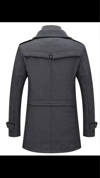 Jacheta de lana calduroasa barbati cu guler dublu detasabil gri,negru