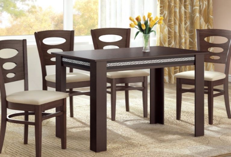 Трапезна маса с кант цвят венге