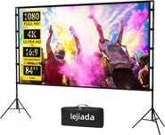 Lejiada  84-инчов преносим проекторен екран със стойка, 16:9 4K HD