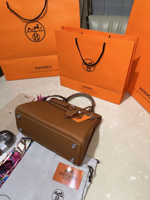 Geanta Hermes Kelly 28cm Maro/accesorii silver