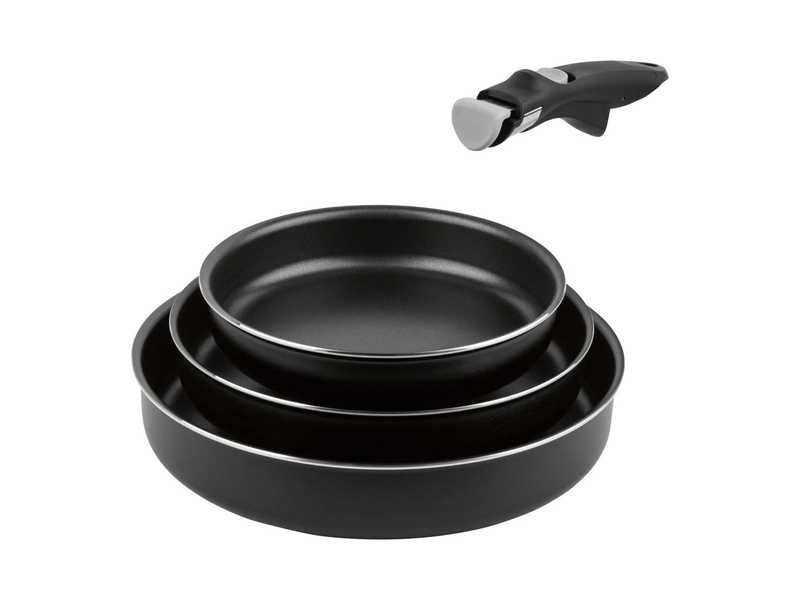 НОВИ! Комплект алуминиеви тигани със сваляща се дръжка 4 части