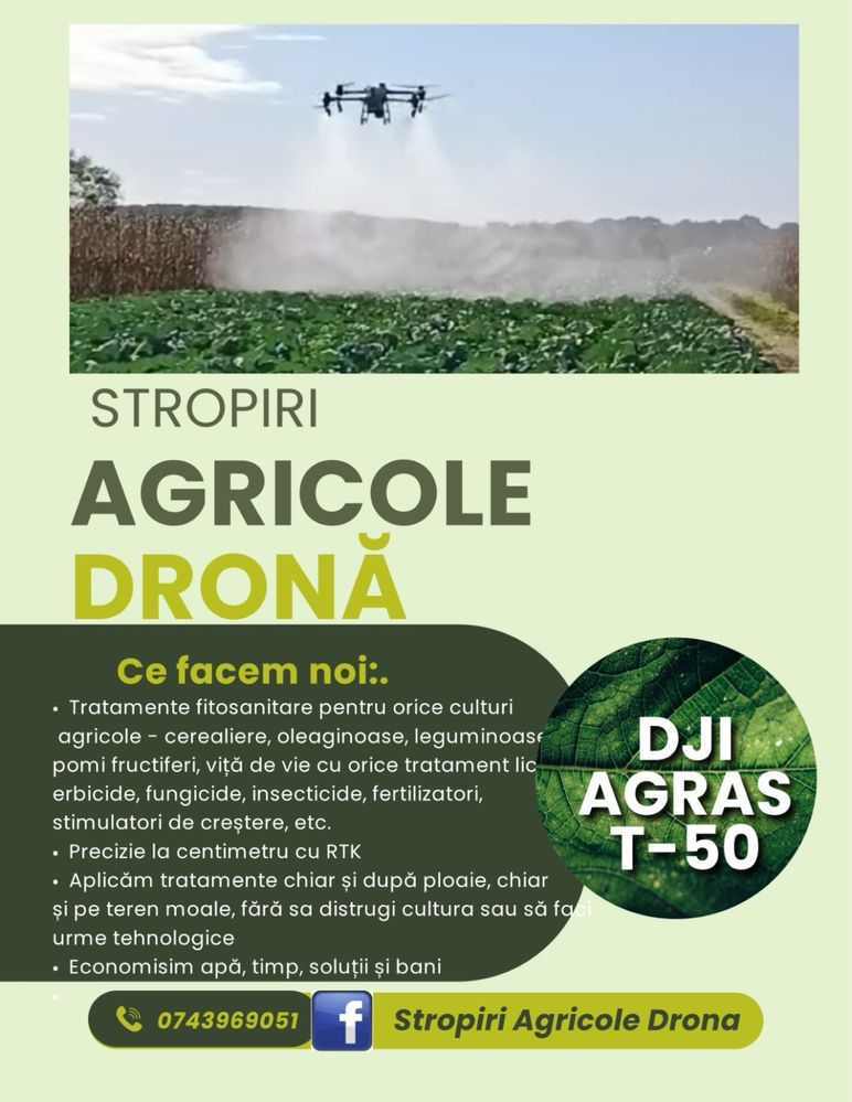 Stropiri, tratamente drona DJI Agras T50 4 duze
