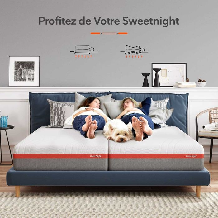 НОВ Матрак Sweetnight 150x190x18 с гел мемори пяна,с подвижен калъф