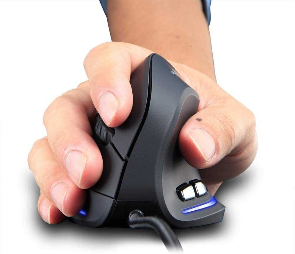 Вертикална мишка,ергономична Zelotes T20,LED оптична USB кабелна мишка