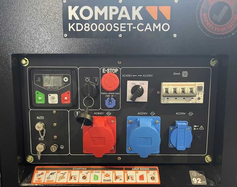 Generator "BLACK CAMO" KOMPAK 8 kVA Diesel KD8000SET-CAMO-B