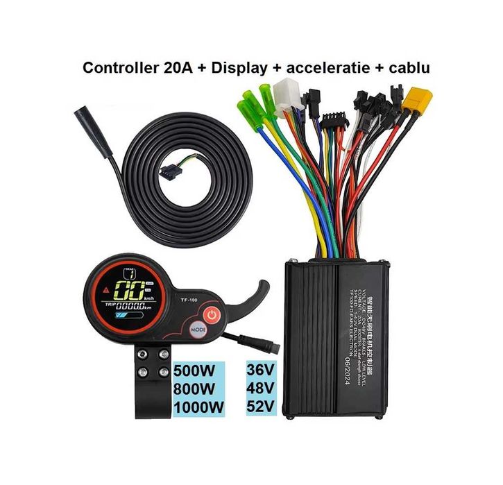 Controller 20A + display + acceleratie 36v 48v 52v orice motor