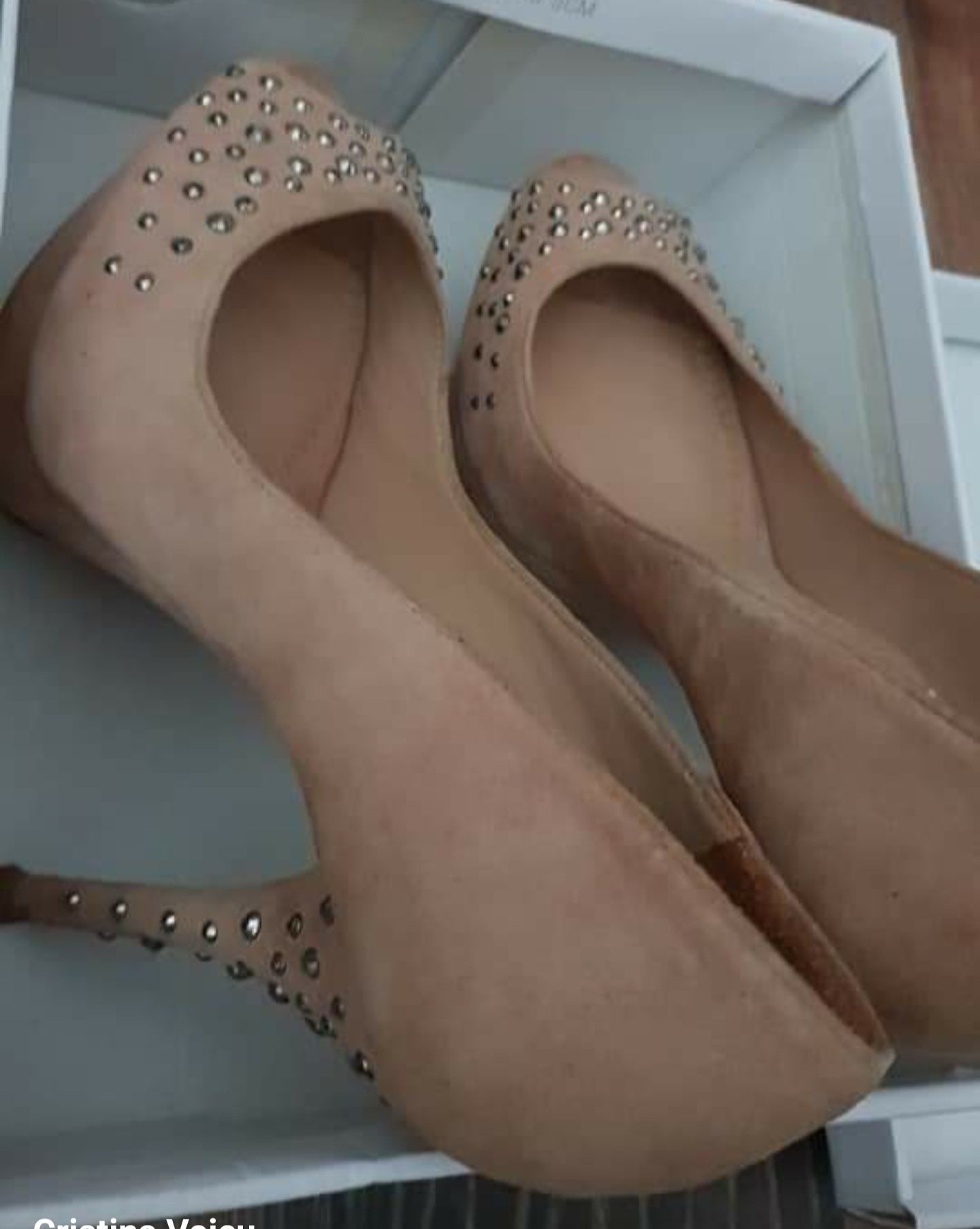 Pantofi bej/ nude/ crem cu pietre Zara marimea 36