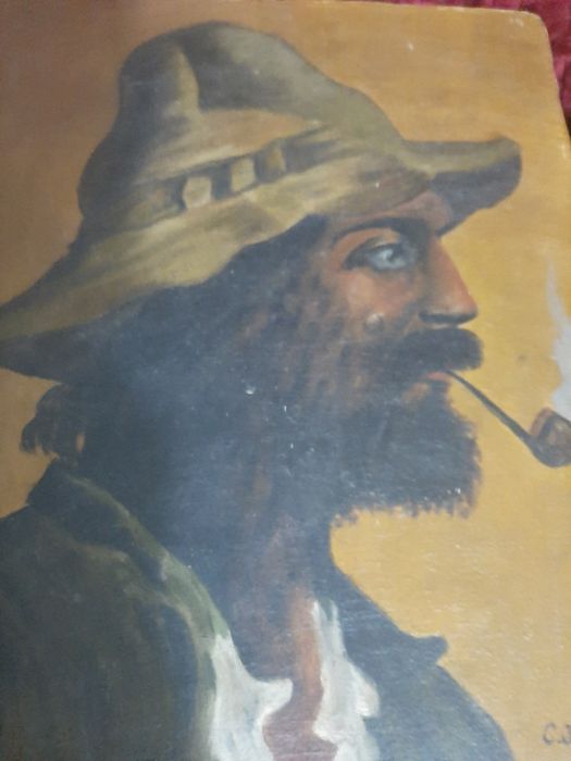 Tablou vechi pictura pe carton 38/48 cm.