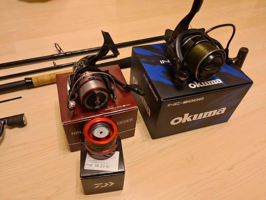 Echipament feeder, lanseta Preston Monster,mulineta Daiwa,Okuma ,Korum