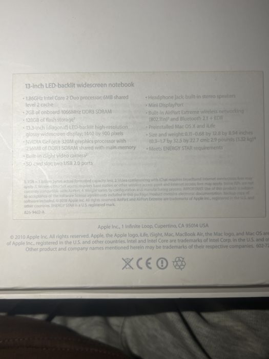 Macbook air 2010 года