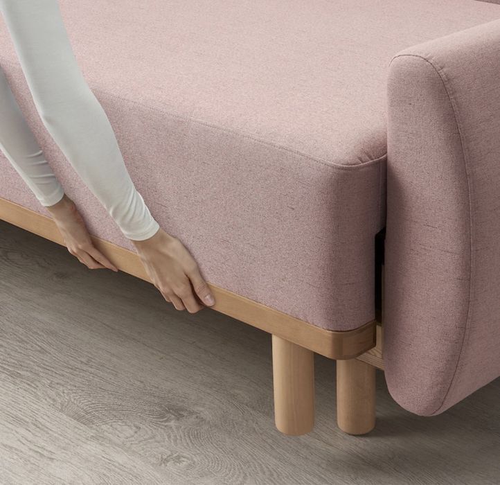 Canapea extensibila 3 locuri, roz