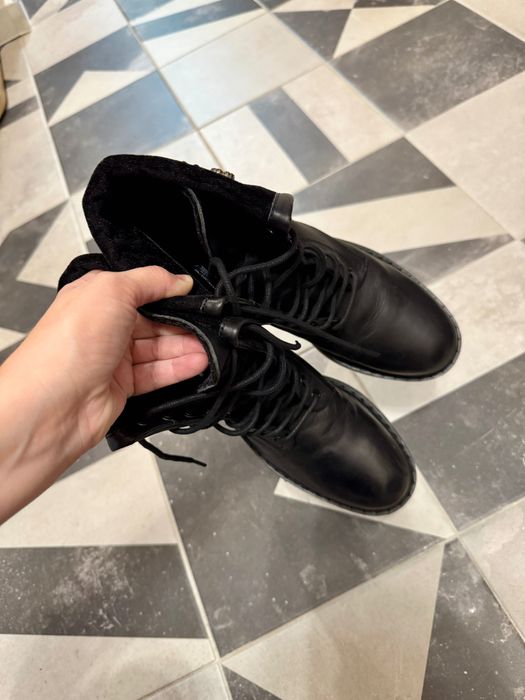 Боти Zara от естествена кожа с бродерия, 36 номер