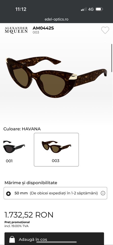 Ochelari de soare dama Alexander McQueen originali