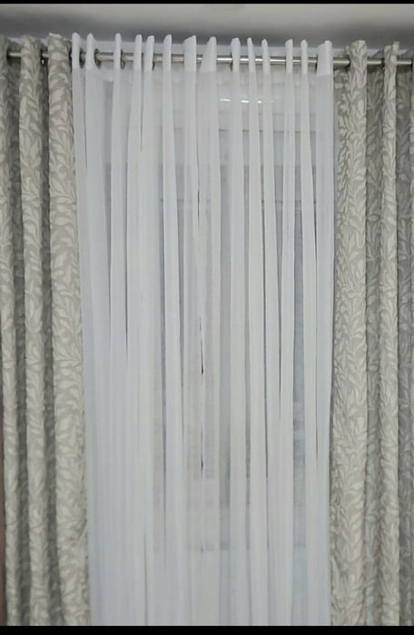 Draperii elegante set 2 bucati, nuante bej inchis si deschis pe inele