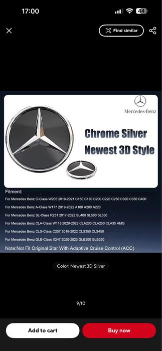 Vand Emblema Mercedes C Class/ E class Mirror Style Distronic /Clasic
