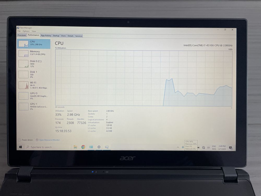 Laptop Acer i7 12gb ram GTX 850M cu touchscreen
