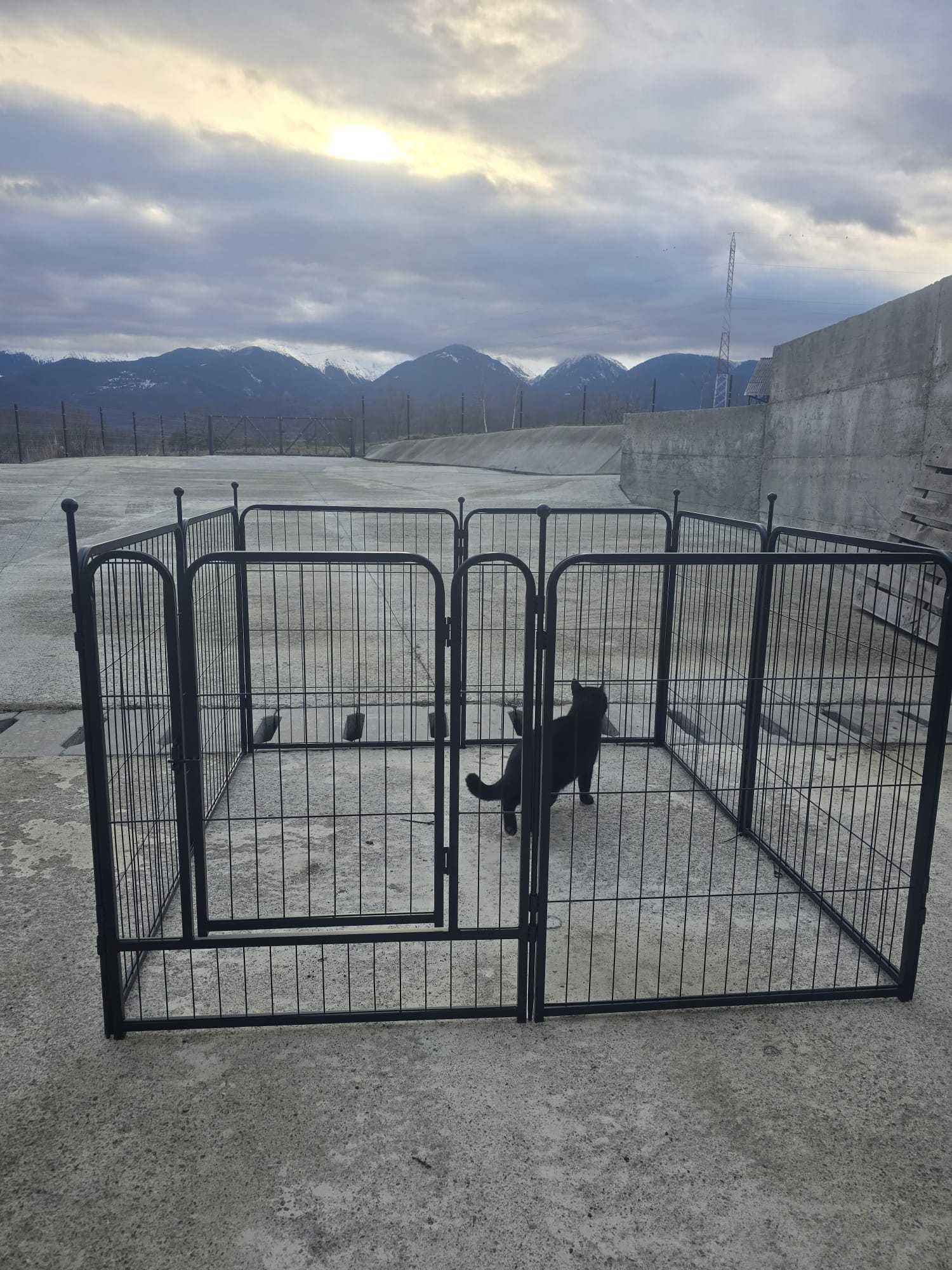 Tarc pentru caini, 8 elemente, 68 x 80 cm, metal, Negru
