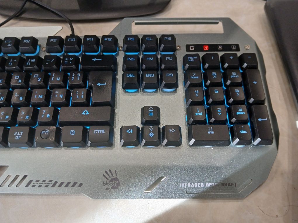 Клавиатура A4Tech Bloody B2418, RGB, с кабел, сива