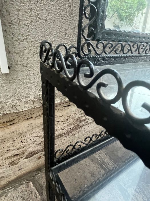 Oglindă și consolă cu 3 etaje cu cadru din fier forjat