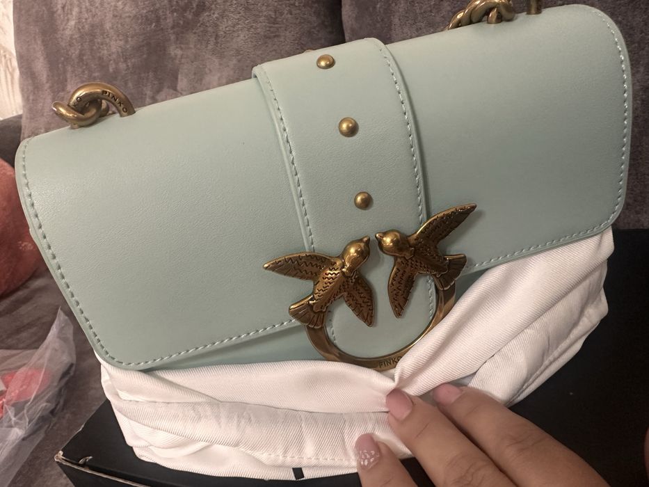 Оригинална чанта Pinko тюркоаз