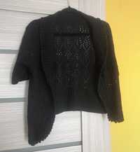 Cardigan negru 3/4 tricotat