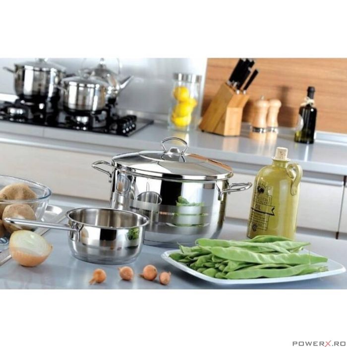 Oala cu capac din inox, 28x17cm 10litri, compatibila cu toate tipurile