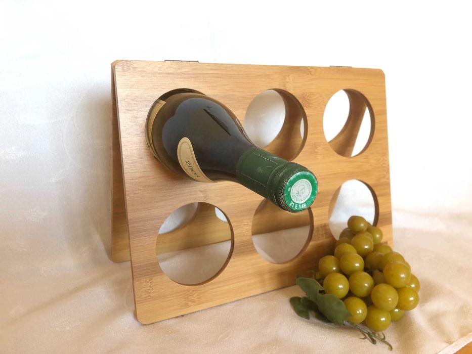 Сгъваема бамбукова стойка за вино/ подарък изкуствен декоративен грозд