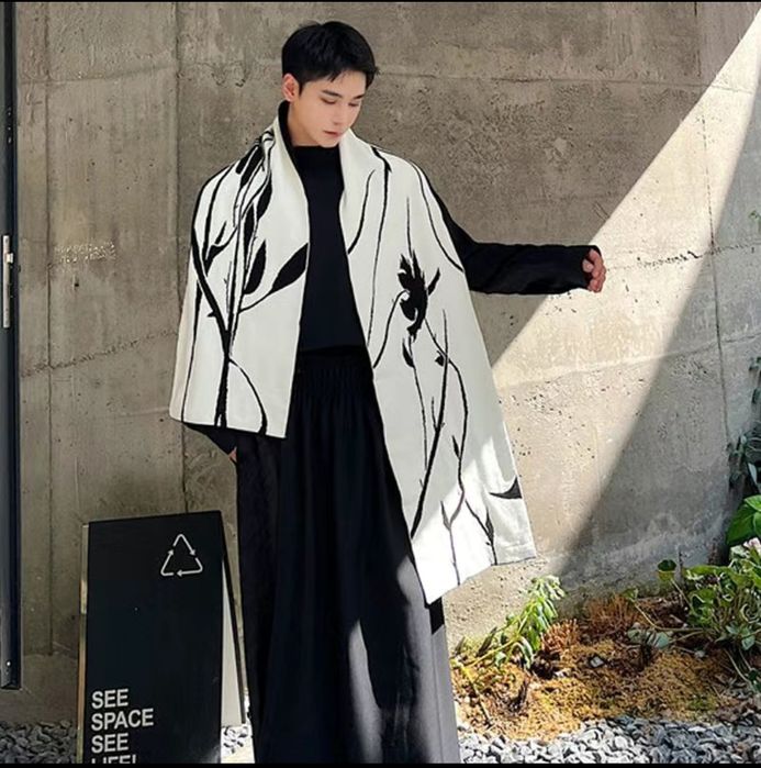 Шарф черно белый