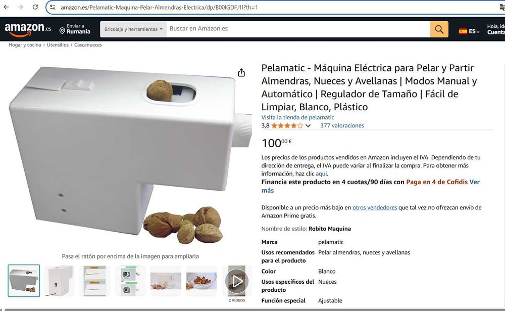 Pelamatic - Mașină electrică de curatat nuci și alune