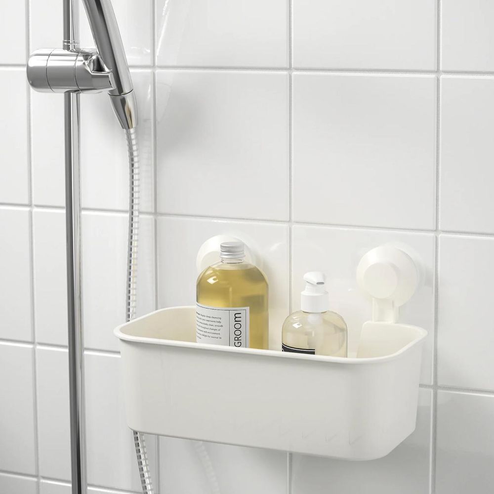 TISKEN IKEA ТИСКЕН ИКЕа Корзина на присосках для ванной, белый, новый