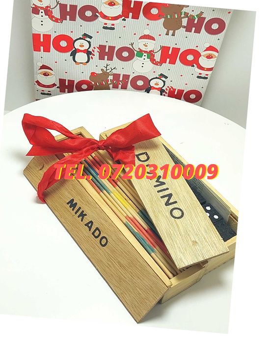 Pachet Cadou Craciun  Joc Marocoo mikadoSi Domino  Transport Gr