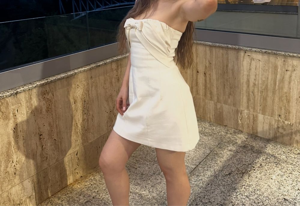 Мръснобяла/Екрю къса рокля Zara/Зара, размер ХС