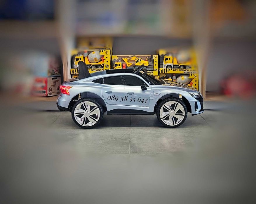 НОВО!Акумулаторна кола AUDI RS E-TRON GT с 12V,МЕКИ ГУМИ,металик,USB
