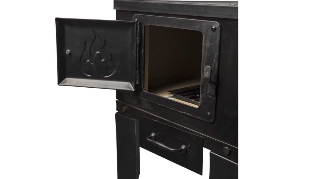 Soba Cizma L Lemne Cuptor Neagra 7kW Evacuare Stanga LivratGRATUIT VL