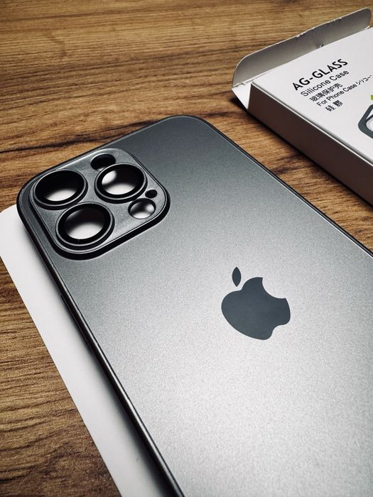 Husă nouă din silicon și sticlă pentru Iphone 16 Pro Max Titanium Grey